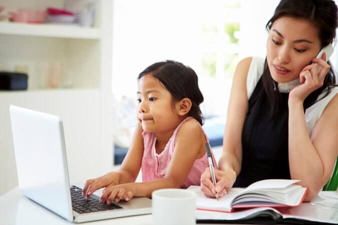 tips for studying at home with children